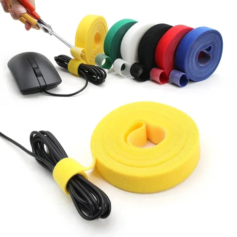 Rouleau d'attaches de câble réutilisables, 5m/rouleau, boucle de fixation auto-adhésive, Clip de support de fil, gestion d'accessoires de bricolage, organisateur de sangle en Nylon