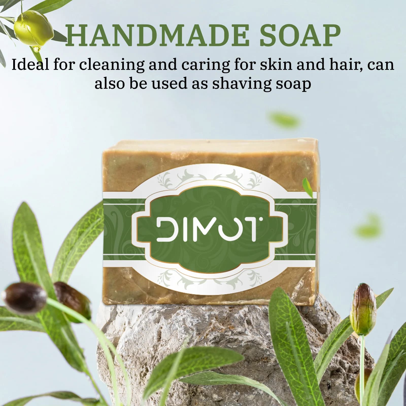 Barre de savon douce à l'huile d'olive et de laurier 200g - Fait main, Naturel pour le visage, le corps et les mains, Nettoyage à base de plantes, tous types de peau