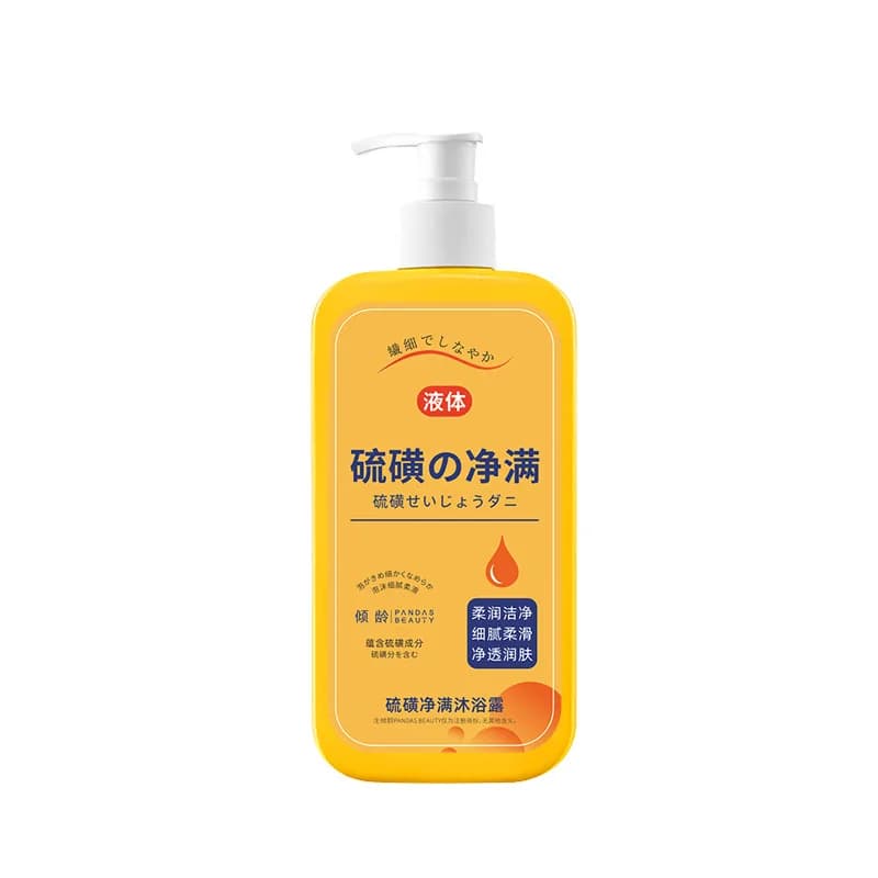 Savon liquide au soufre japonais 300ml, Gel de bain pour éliminer les acariens, nettoyage en profondeur, Gel douche, nettoyage du corps, soins de santé