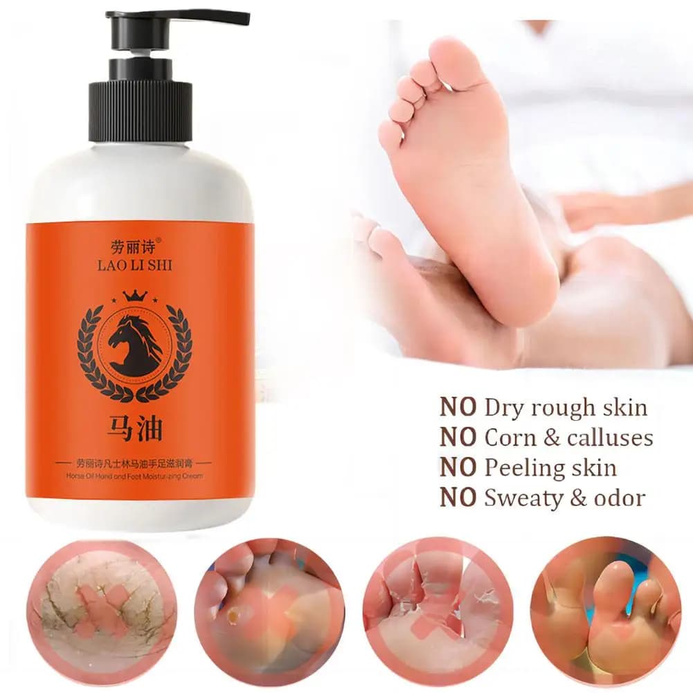 Crème hydratante pour les mains et les pieds à l'huile de cheval 300g Laolishi, lotion hydratante pour le corps, soin des mains, anti-fissures, anti-dessèchement 300g