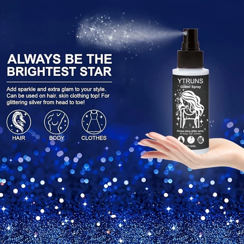 Spray pailleté à haute brillance de 100 ml, peut être utilisé pour le corps/cheveux/vêtements