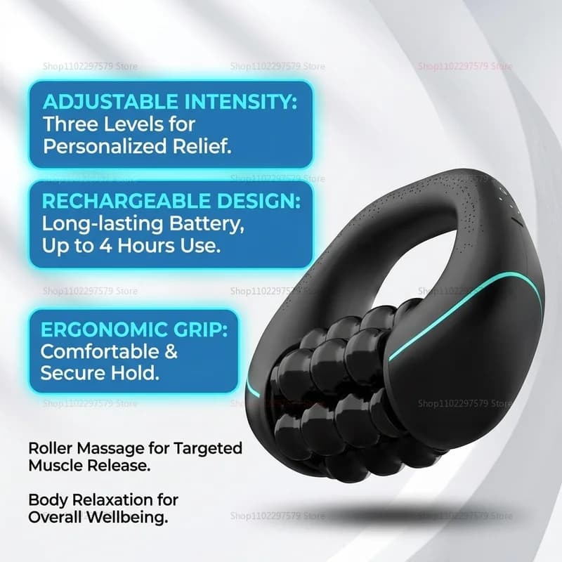Masseur à rouleaux électrique portatif – 3 vitesses de massage par tapotement pour la relaxation musculaire de tout le corps, masseur à rouleaux pour fascia