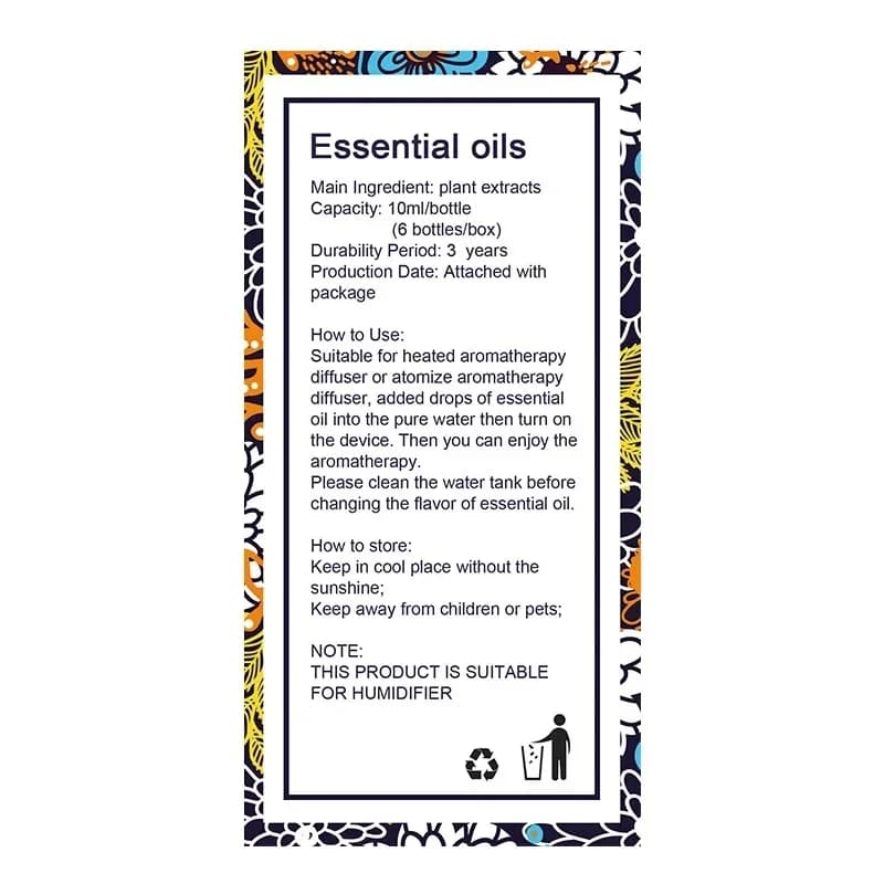 100% huile essentielle d'aromathérapie naturelle Pure 10ml arôme unilatéral diffuseur d'huile
