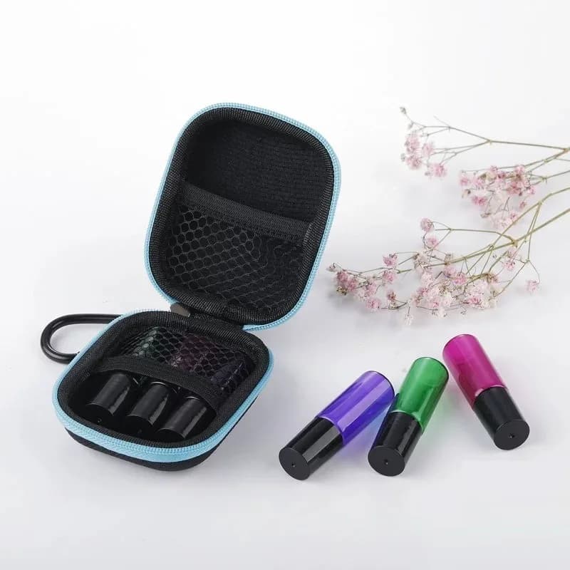 Mini 6 bouteilles de boîte d'huile essentielle, sac de collecte d'huile essentielle de 5 ml, coque rigide, boîte de stockage d'huile essentielle portable,