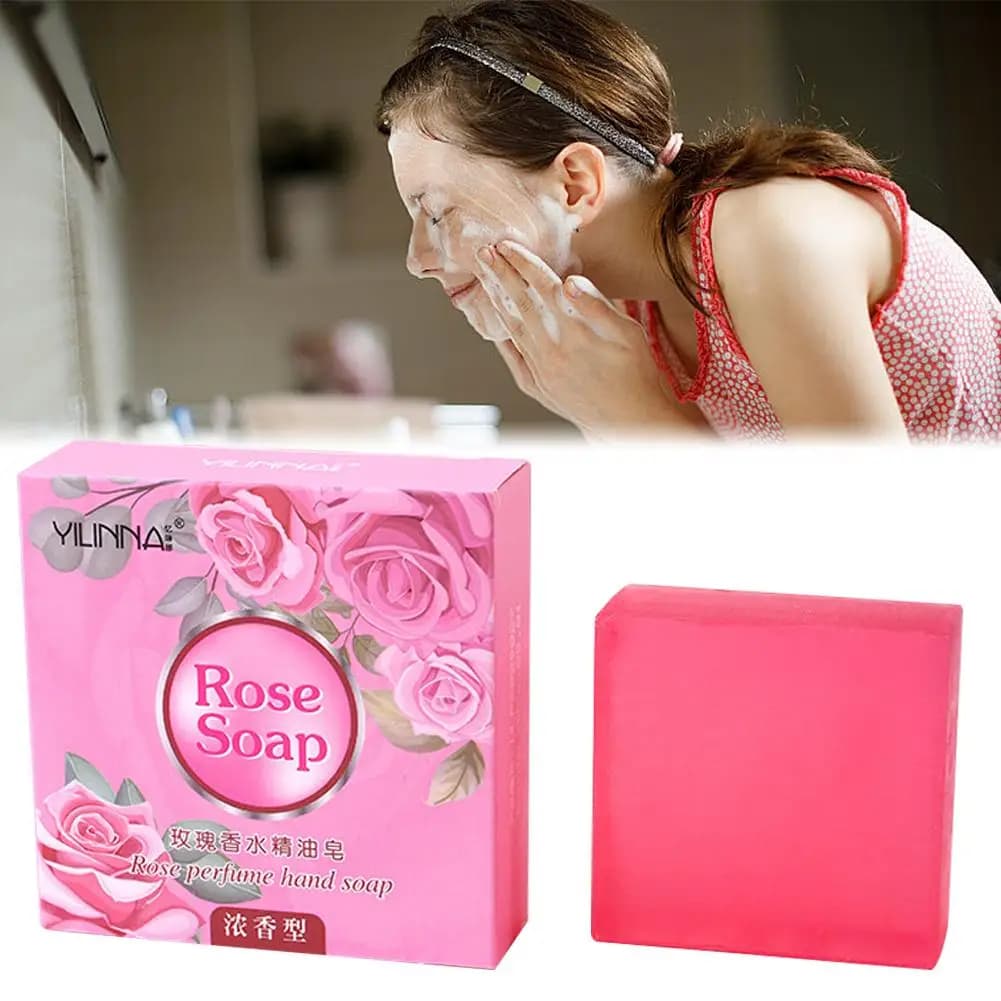 Savon à l'huile essentielle de Rose, pur fait à la main, naturel, nourrissant pour femmes, nettoyant de bain Long pour les mains, parfum durable