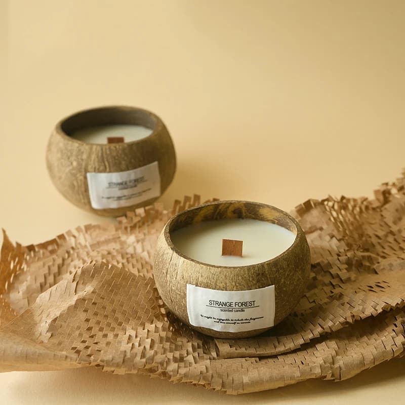 Bougie d'aromathérapie en coquille de noix de coco