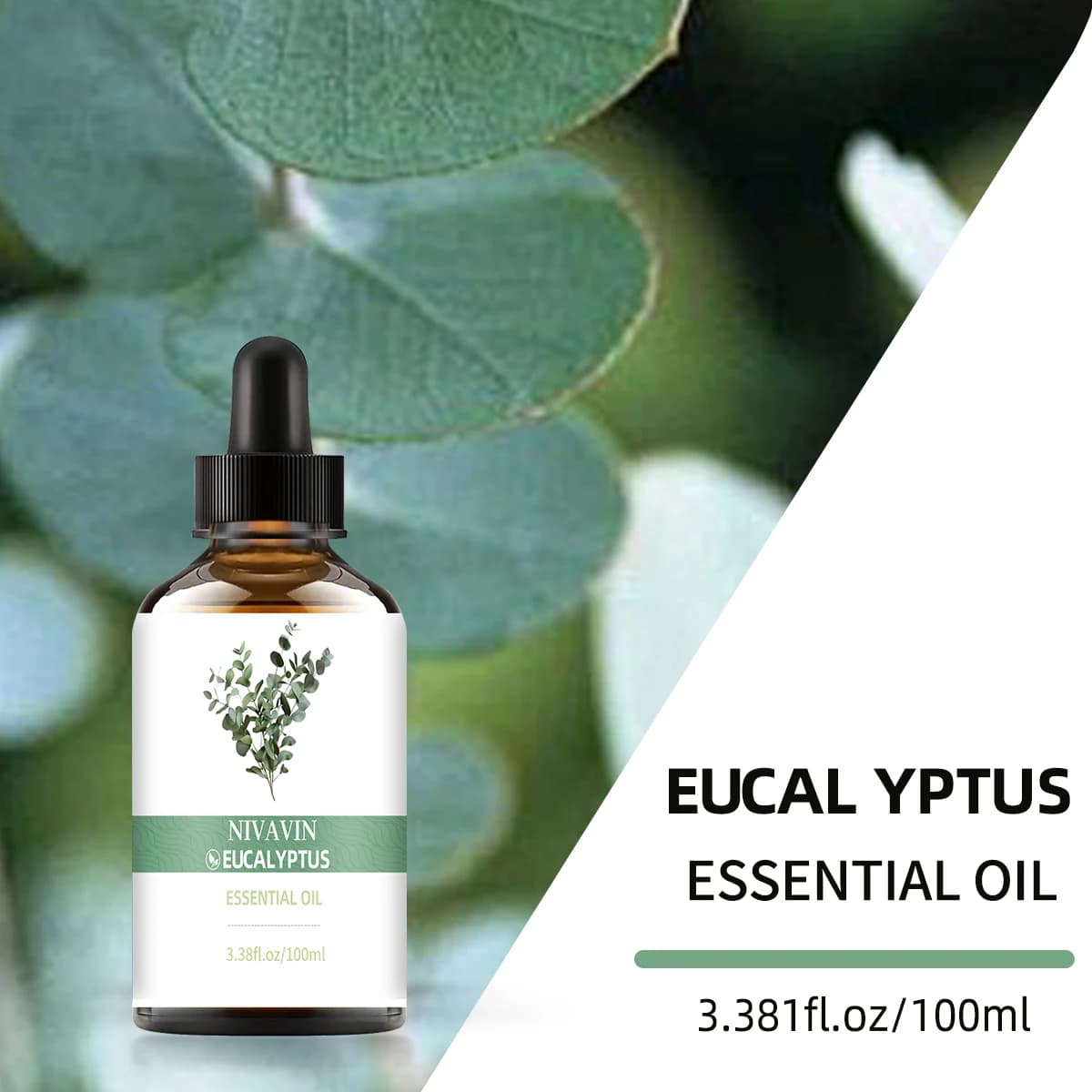 Huile essentielle d'eucalyptus 30 ml/60 ml/100 ml, extrait de plante 100 % pur, parfum frais et fruité, fragrance longue durée