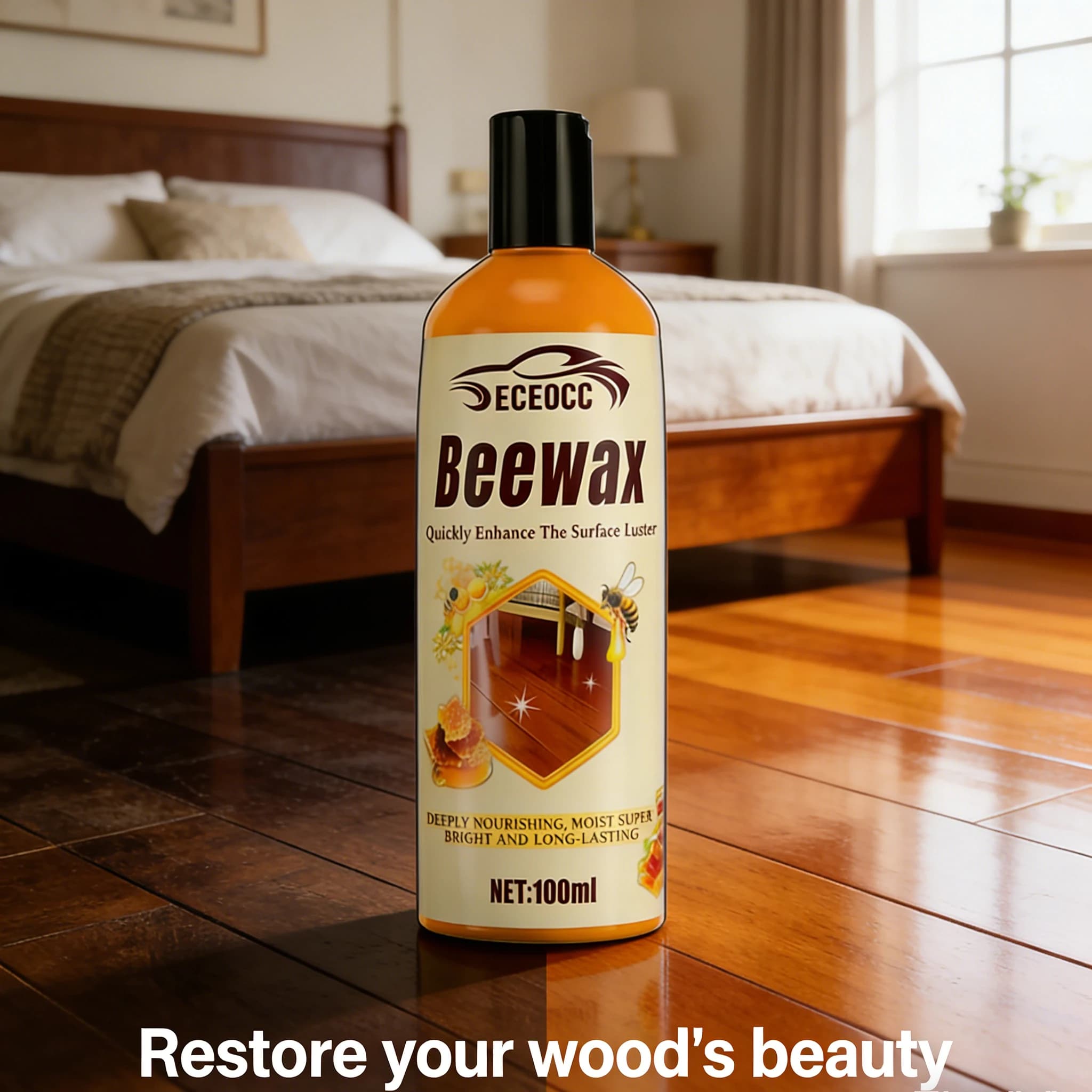 Cire essentielle pour sols 120 ml - Huile d'entretien pour sols en bois naturel, finition anti-rayures et haute brillance, adaptée aux sols domestiques et aux applications automobiles