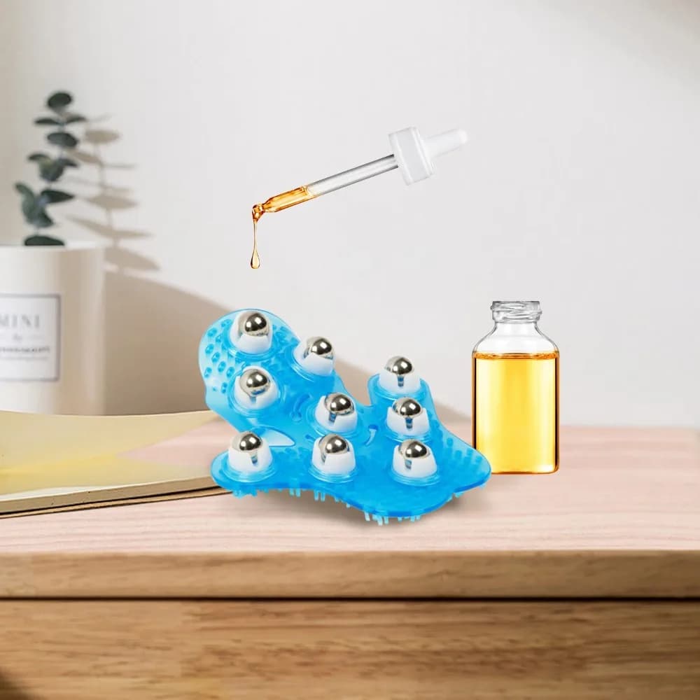 Gant de Massage en forme de paume avec 9 rouleaux métalliques