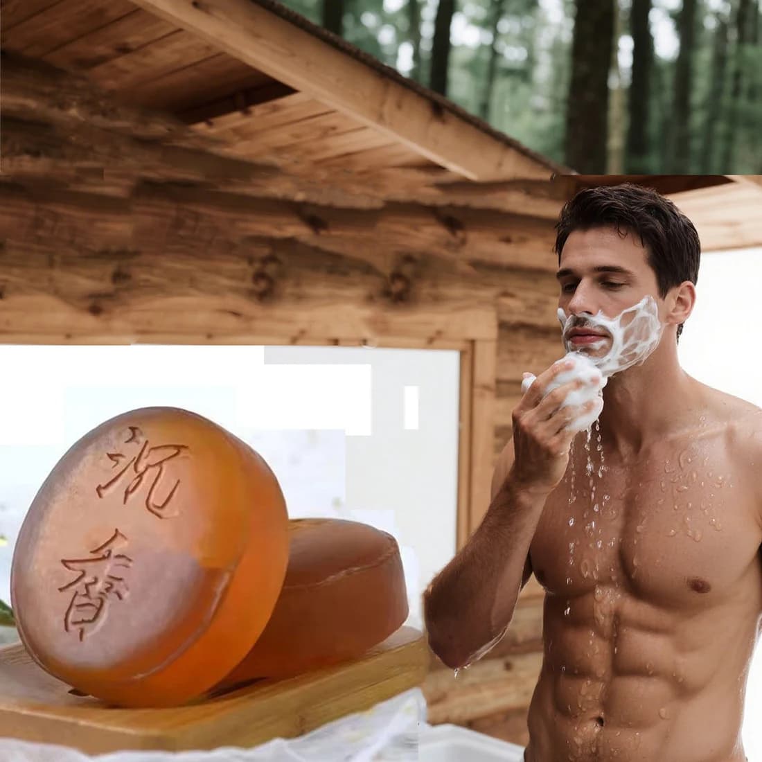 Savon aux huiles essentielles d'agar 100g, savon naturel en bois d'agar/bois de santal, savon de bain nettoyant hydratant, rafraîchissant et contrôle de l'huile