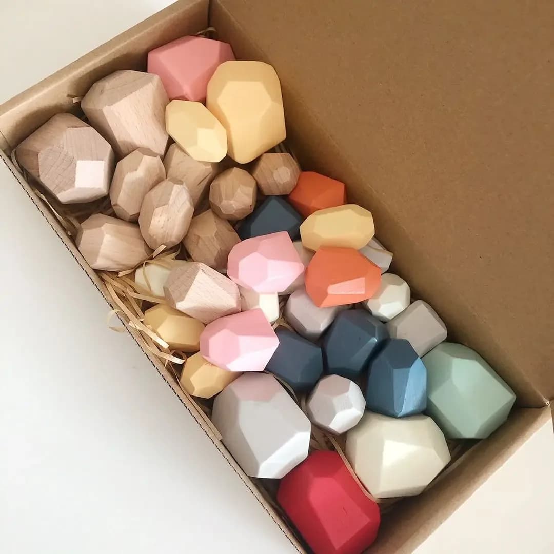 Montessori en bois tri empilage roches pierres sensorielles jouets pour tout-petits
