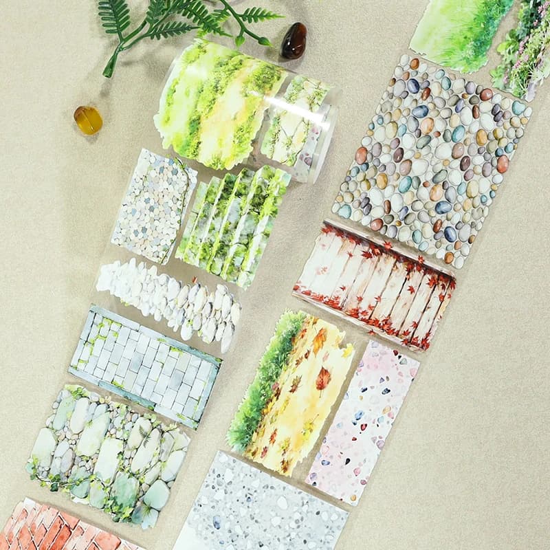 Ruban PET 70mm*200cm Motif Route en Pierre Vintage, Matériel Créatif DIY pour Journal, Collage, Scrapbooking, Papeterie