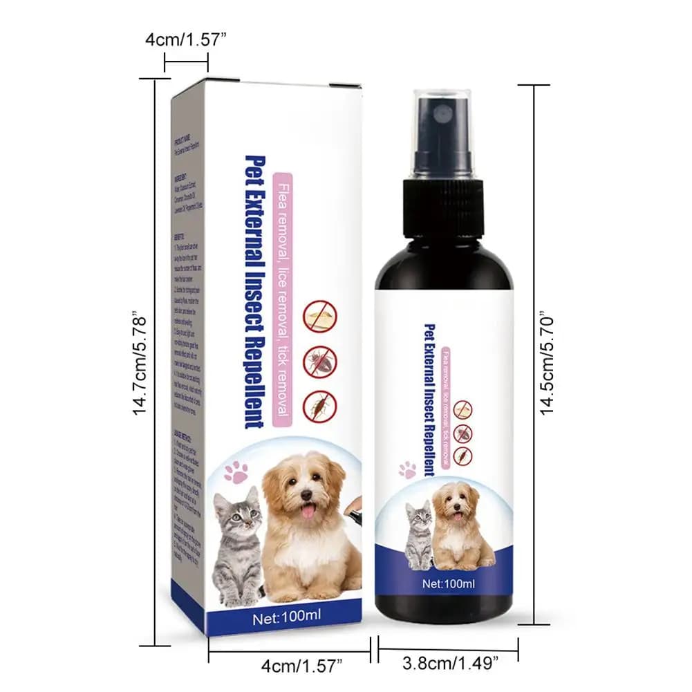 Gouttes anti-puces pour chiens et chats, insecticide, spray anti-puces et poux, formule concentrée anti-puces et tiques, 100ml