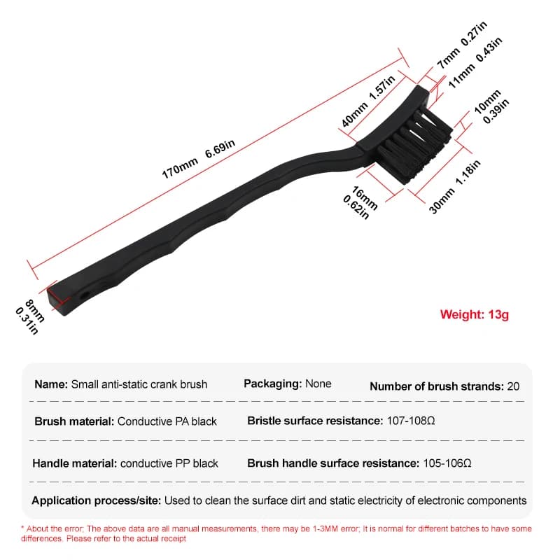 Protection antistatique, petite brosse à manivelle, planche à récurer, brosse de nettoyage de PCB à eau, 1 pièce