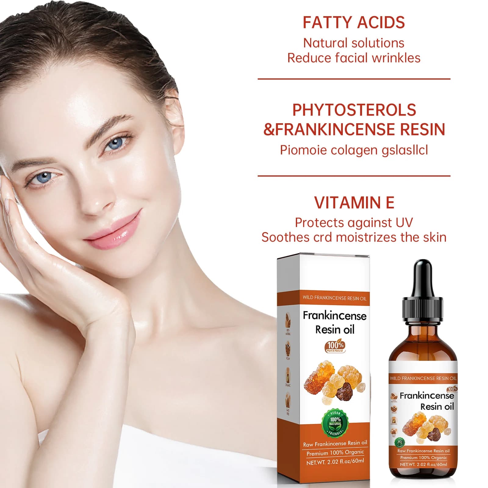 Huile pour le visage à la résine d'encens biologique 60 ml - Formule 100% pure et brute, favorise le lissage de la peau, hydrate en profondeur et apaise.