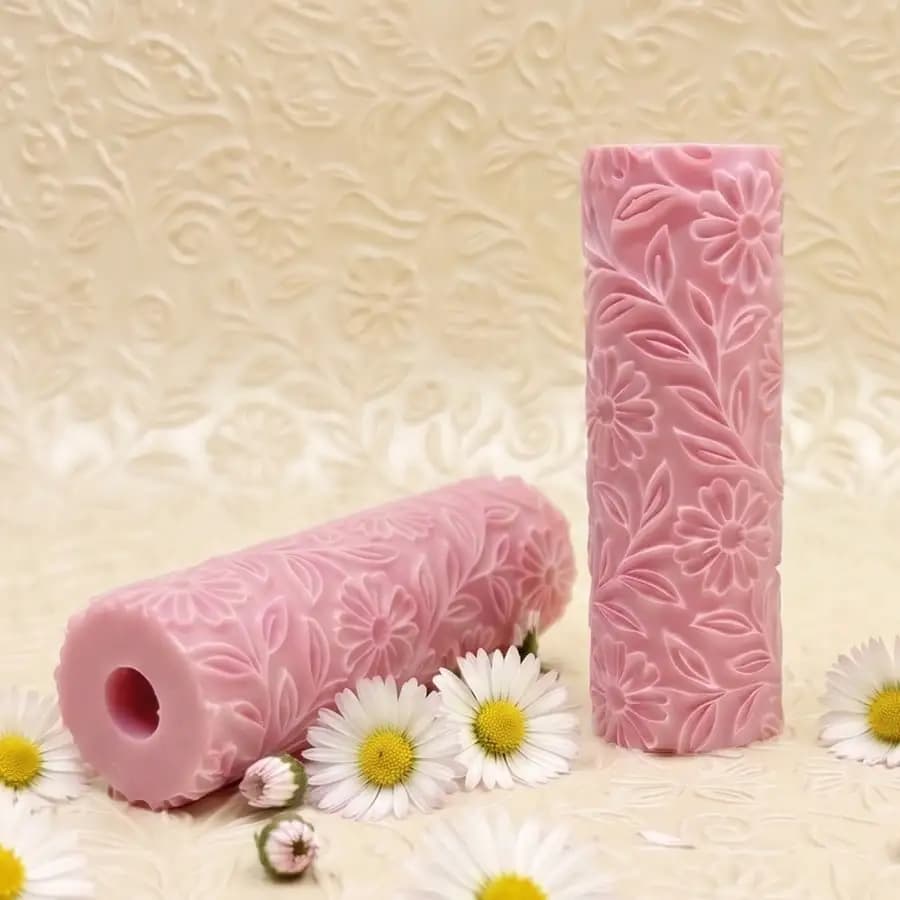 Rouleau de gaufrage Daisy Meadow pour la fabrication de bijoux - Rouleau texturé en plastique contemporain avec motif floral, compatible avec le polymère
