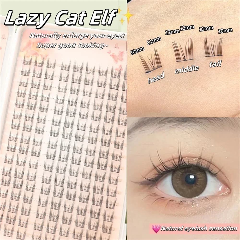 288 grappes de cils, yeux de chat gros et pointus