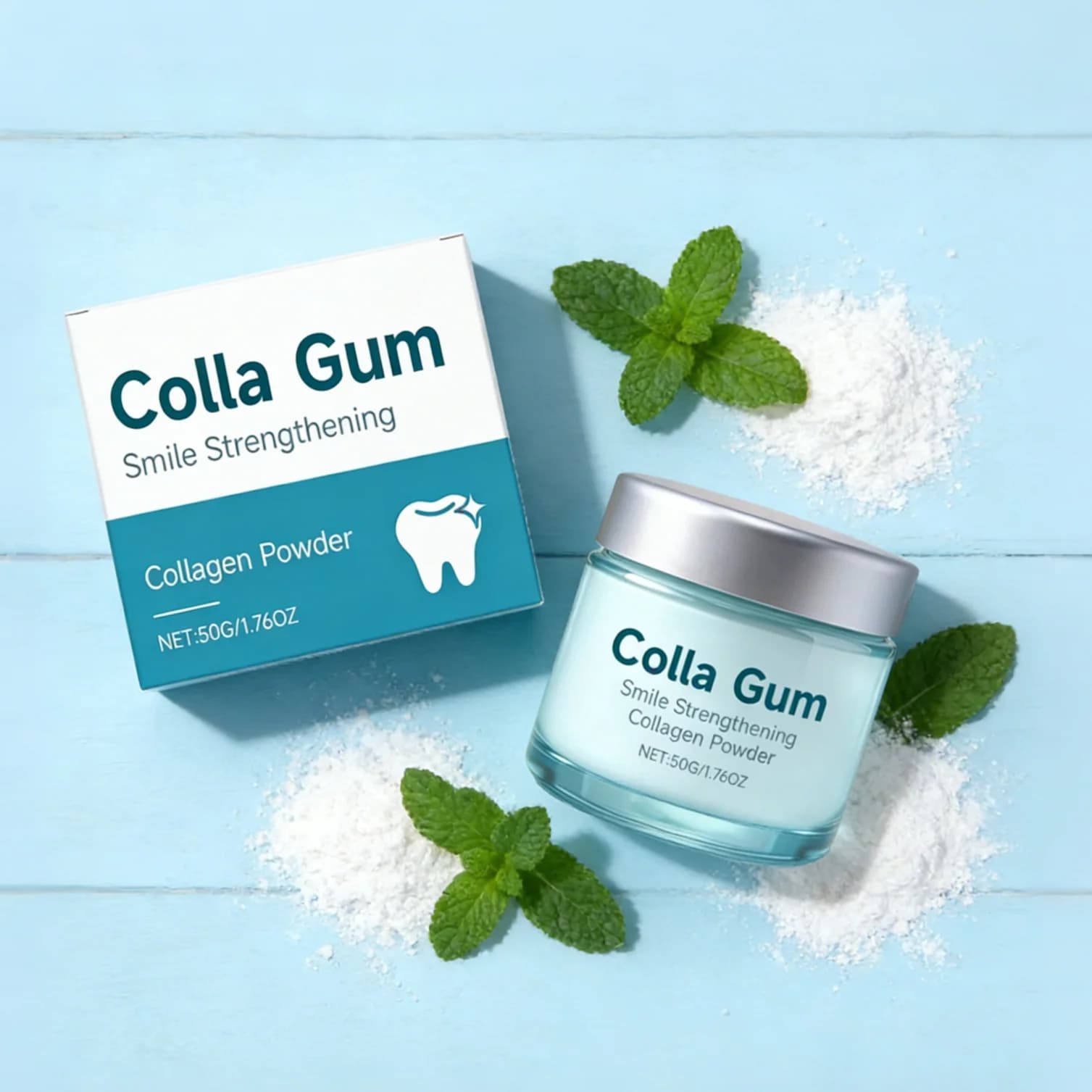 Poudre de Collagène pour les Dents : Apaise les Gencives, Rafraîchit l'Haleine, Soulage les Caries, Réduit le Jaunissement, Améliore la Beauté des Dents, Éclaircit les Dents