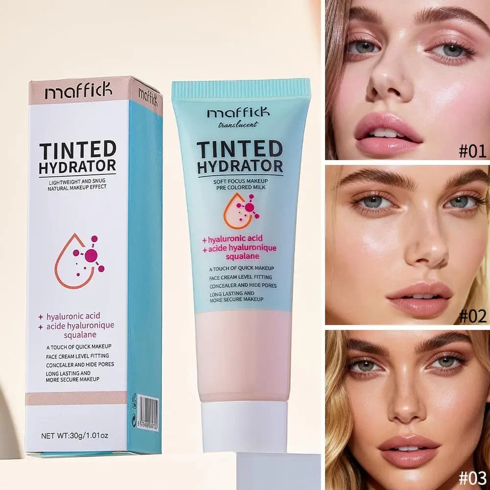 Crème hydratante teintée, couvrance modulable, hydratation intense, teint uniforme, fini semi-mat, crème hydratante pour le maquillage