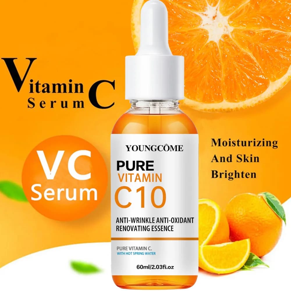 Vitamine C Essence pour le visage acide hyaluronique peau foncée éclaircir sérum estompe les ridules hydratant réparation sérum terne visage soins de la peau