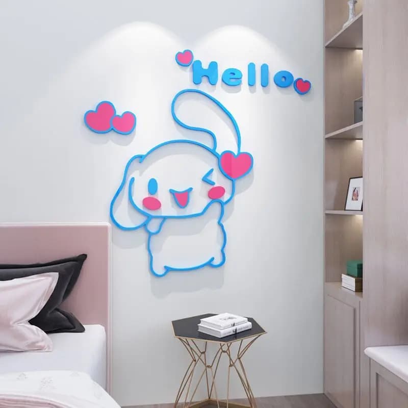 Sanrio Cinnamoroll Autocollant mural décoratif 3D en acrylique pour chambre d'enfant