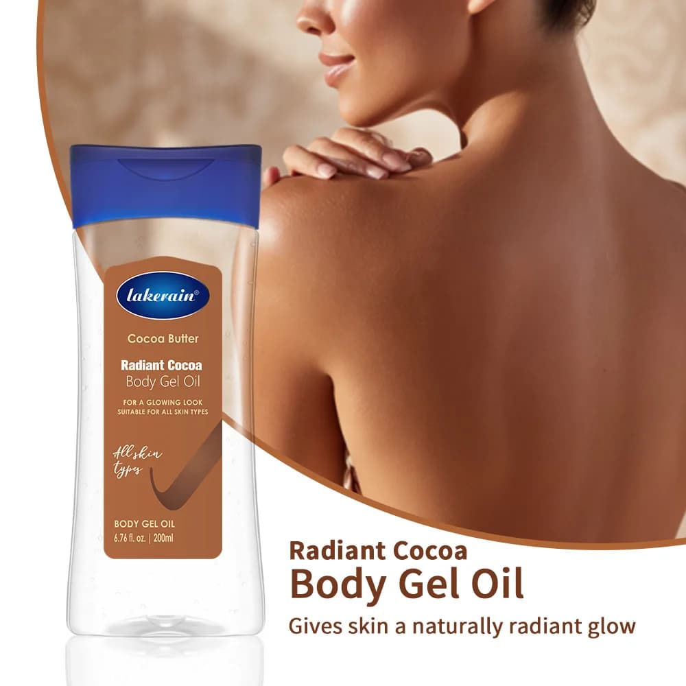 Gel corporel radiant au cacao, huile hydratante pour peau brillante, huile de Gel pour le corps, beurre de cacao, hydratation pour les soins de la peau sèche