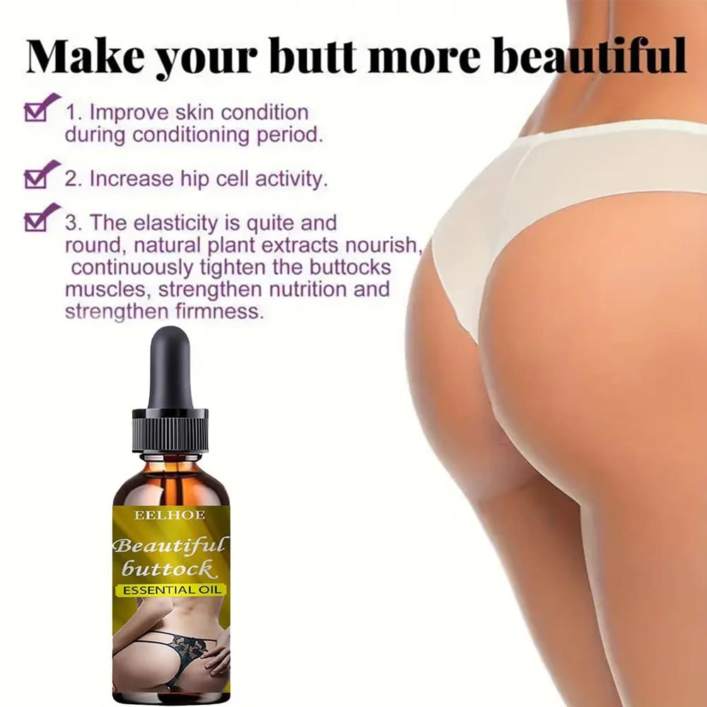 Crème pour Agrandissement des Fesses, Huile Essentielle Raffermissante, Gros Cul, Améliore la Croissance des Hanches, Raffermit la Profondeur, Soins du Corps Sexy pour Femme