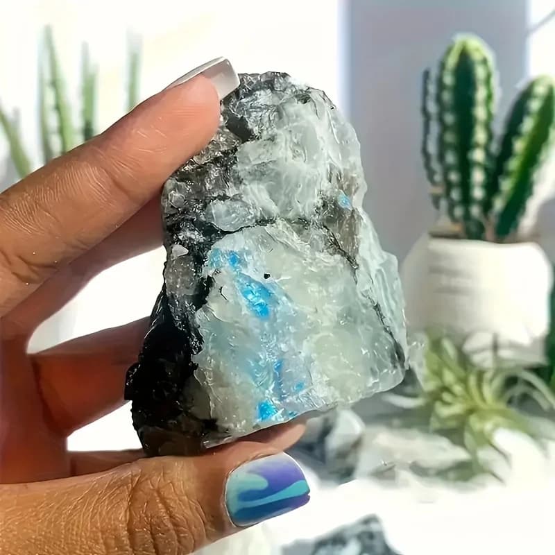 Pierre de lune bohème brute – Iridescente naturelle, idéale pour la décoration de la maison d'aromathérapie, cadeaux de yoga et collections minérales. Pierre de cristal