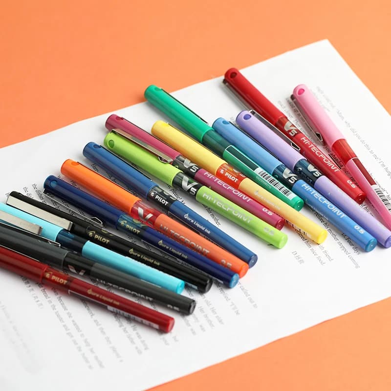 Stylo à bille liquide Pilot V5, 1 pièce, stylo Gel à base d'eau Hi Tecpoint BX-V5, accessoires de bureau 0.5mm, papeterie fournitures scolaires Kawaii