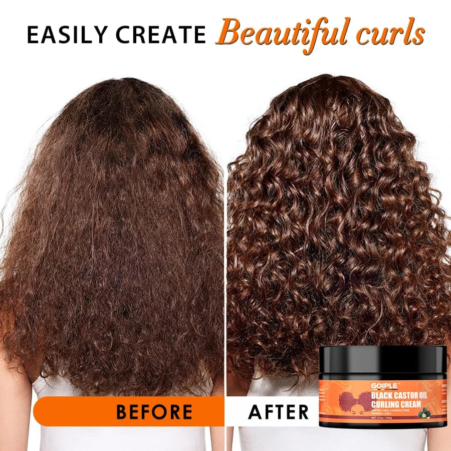 Crème Coiffante GOIPLE à l'Huile de Ricin Noire Naturelle – Définition des Boucles, Hydratation et Amélioration de l'Élasticité – Produit pour Cheveux Bouclés