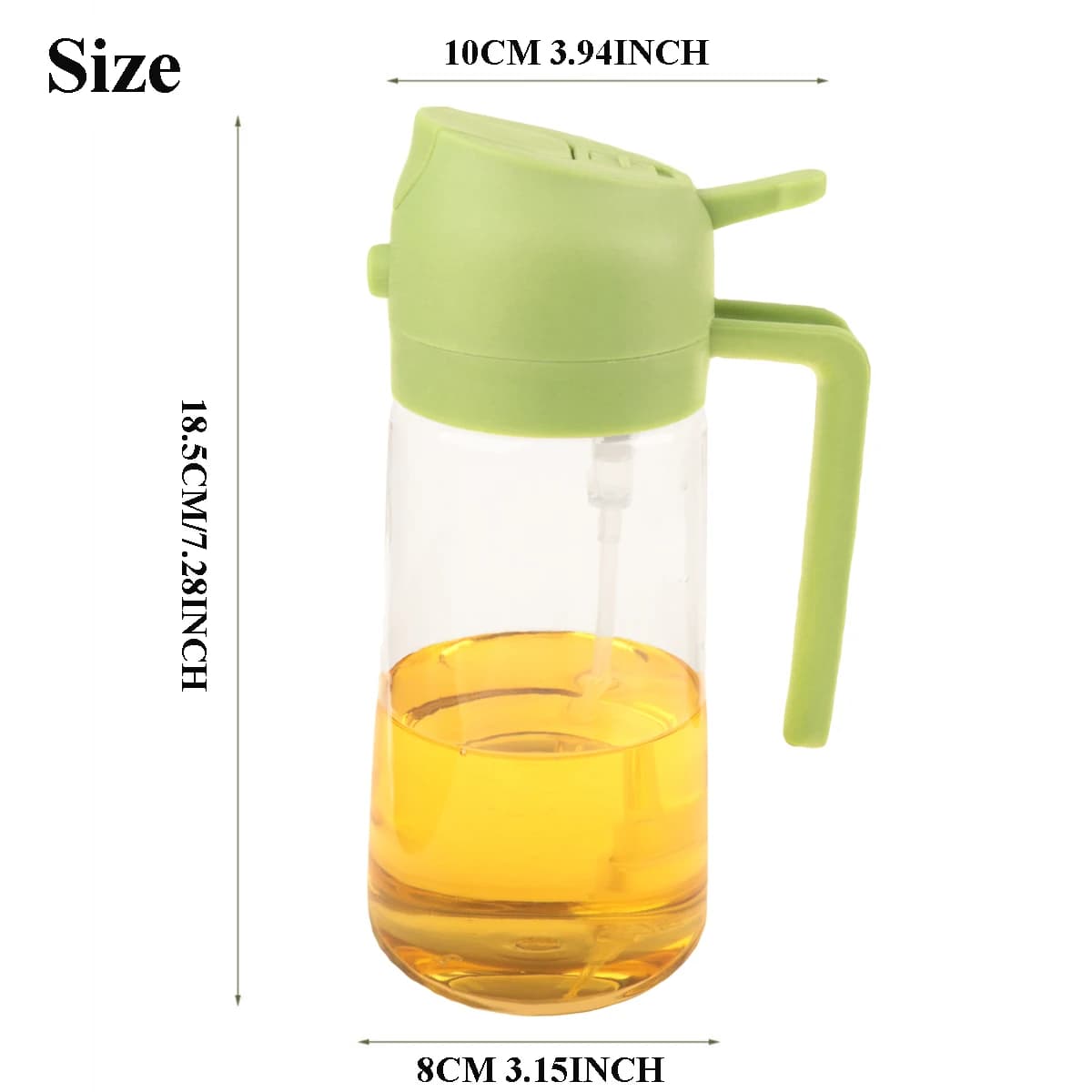 Bouteille distributrice d'huile d'olive 16oz pour la cuisine, distributeur d'huile d'olive et pulvérisateur d'huile 2 en 1, bouteille pulvérisatrice d'huile d'olive de 470ml pour la cuisine