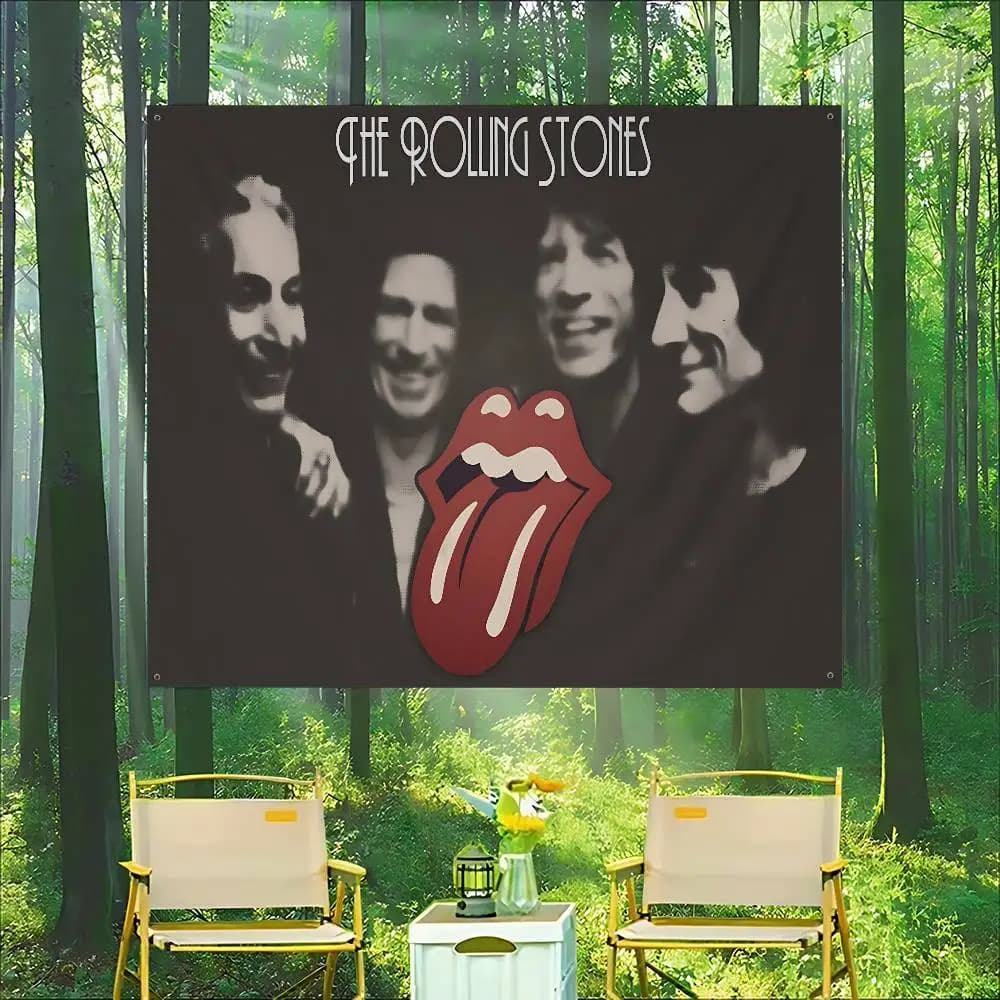 Bannière décorative imprimée avec le groupe R-rolling S-Stones, grand drapeau artistique, science-fiction, pour la décoration de la maison