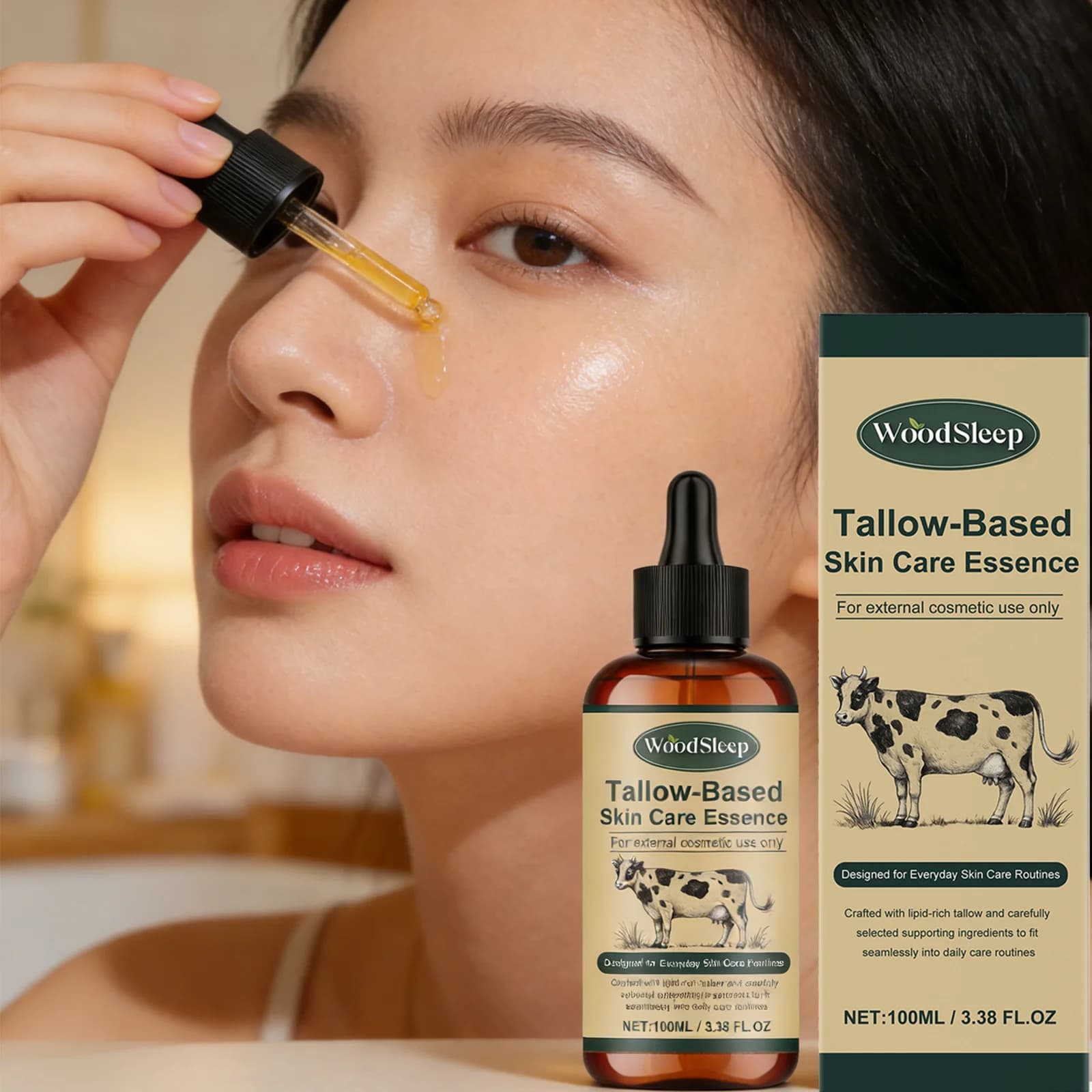 Huile pour le visage au suif de bœuf, soin hivernal, remède pour peaux sèches, hydratation intense, hydratant à base d'huile, hydratation longue durée