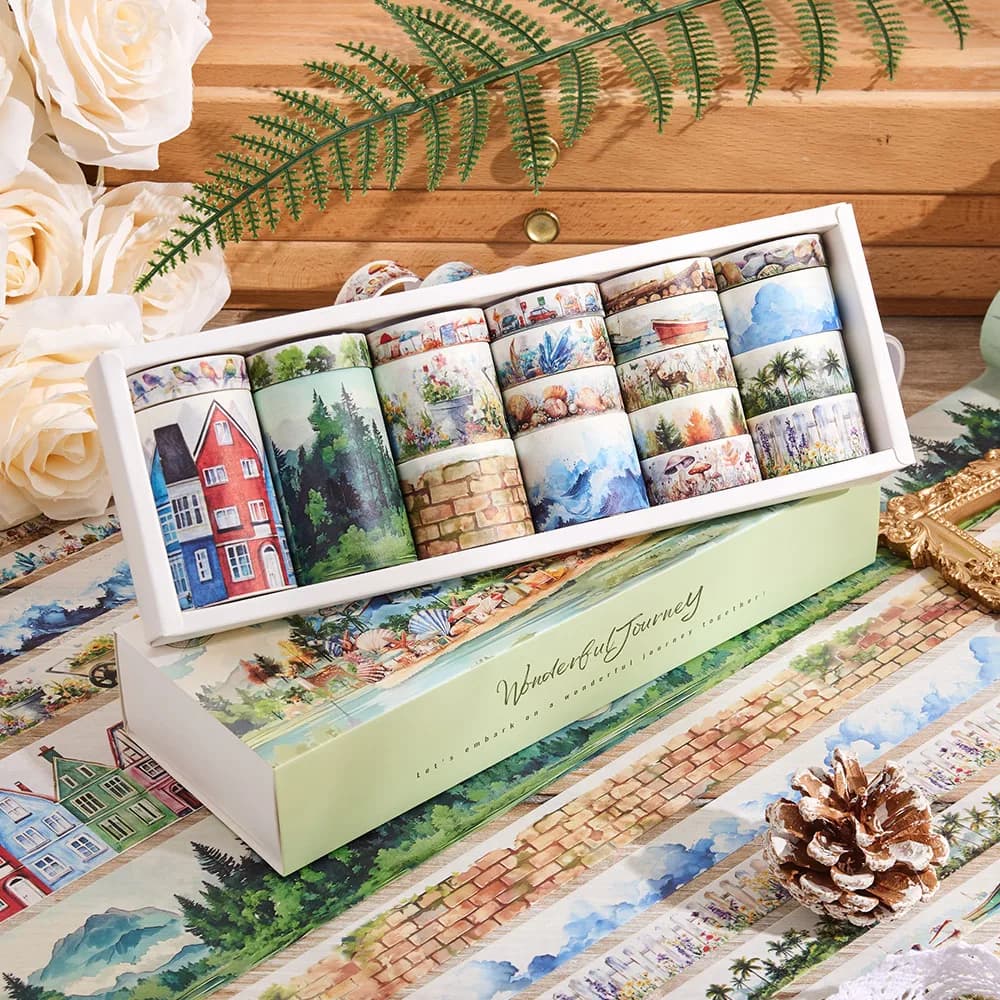 20 rouleaux Vintage merveilleux voyage Washi bandes ensemble décoratif Scrapbppking autocollant ruban de masquage pour bricolage artisanat planificateur cahier