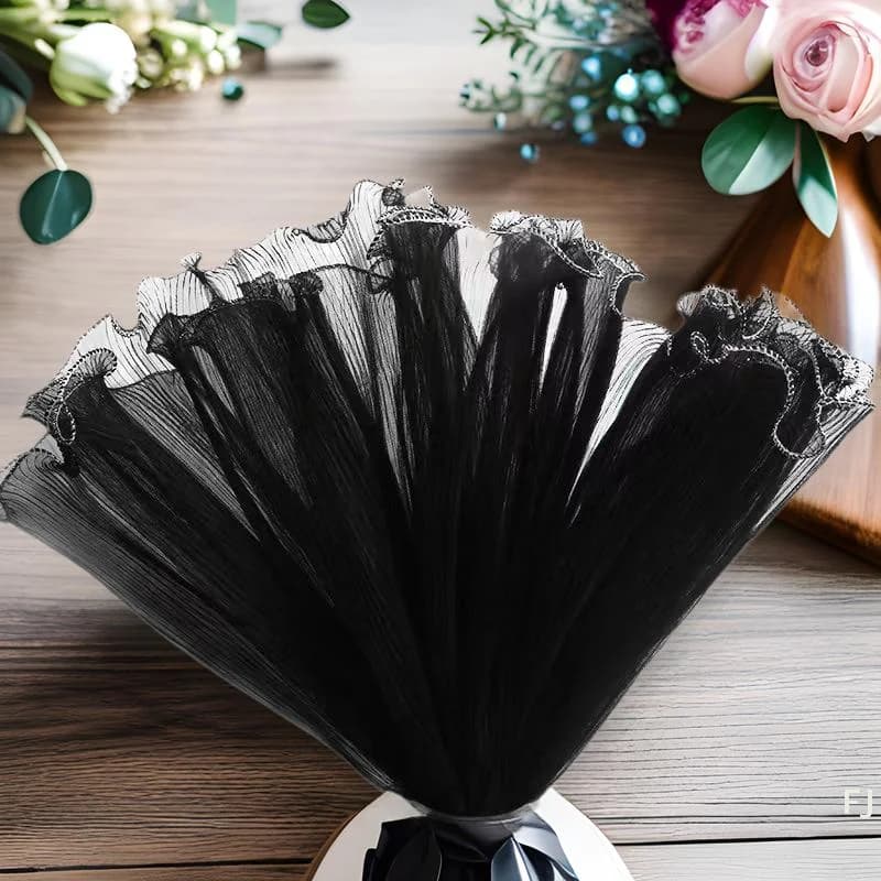 [YU] 1/5 pièces Bouquet Roll Wave Yarn Golden Edge Mesh Artisanat fait main 4Yards*28CM Emballage en dentelle Papier à fleurs Filet d'emballage