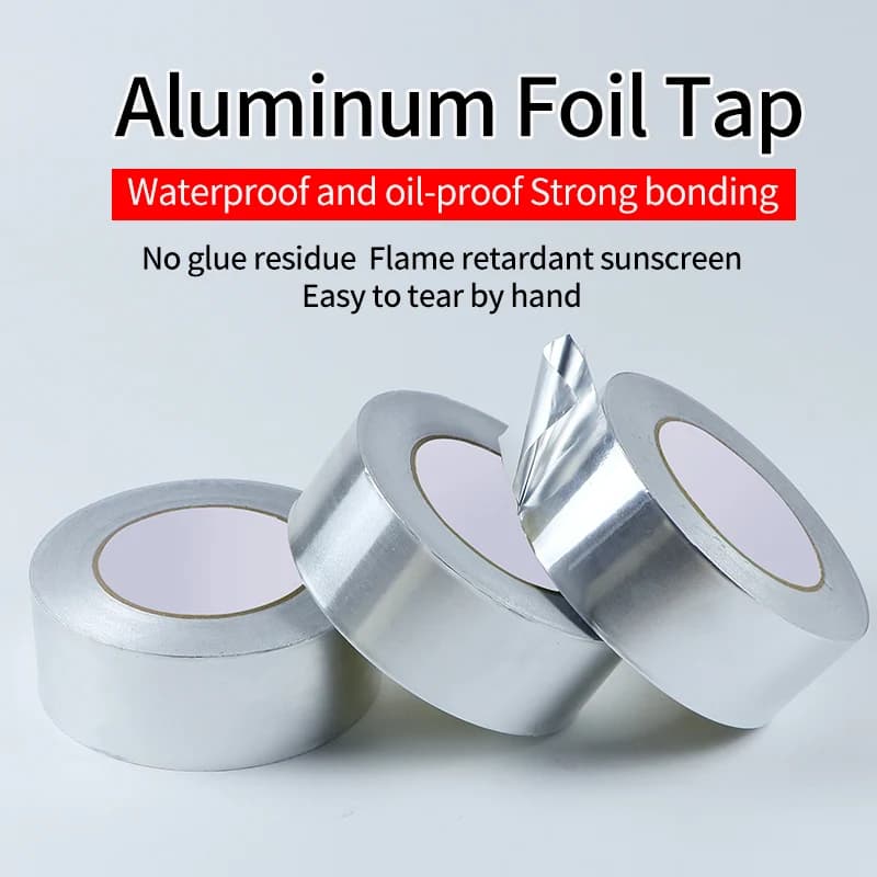 1 rouleau de ruban adhésif en aluminium résistant aux hautes températures, imperméable et résistant à l'huile, ignifuge et résistant au soleil, déchirable à la main