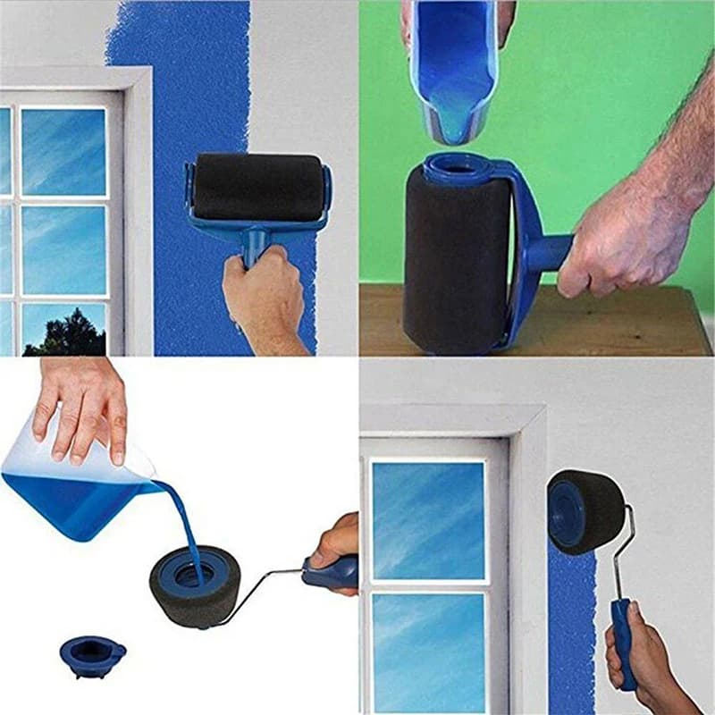 8 pièce/ensemble rouleau de peinture multifonctionnel brosse d'angle poignée outils rouleau de peinture murale bricolage ménage facile à utiliser pinceaux de peinture
