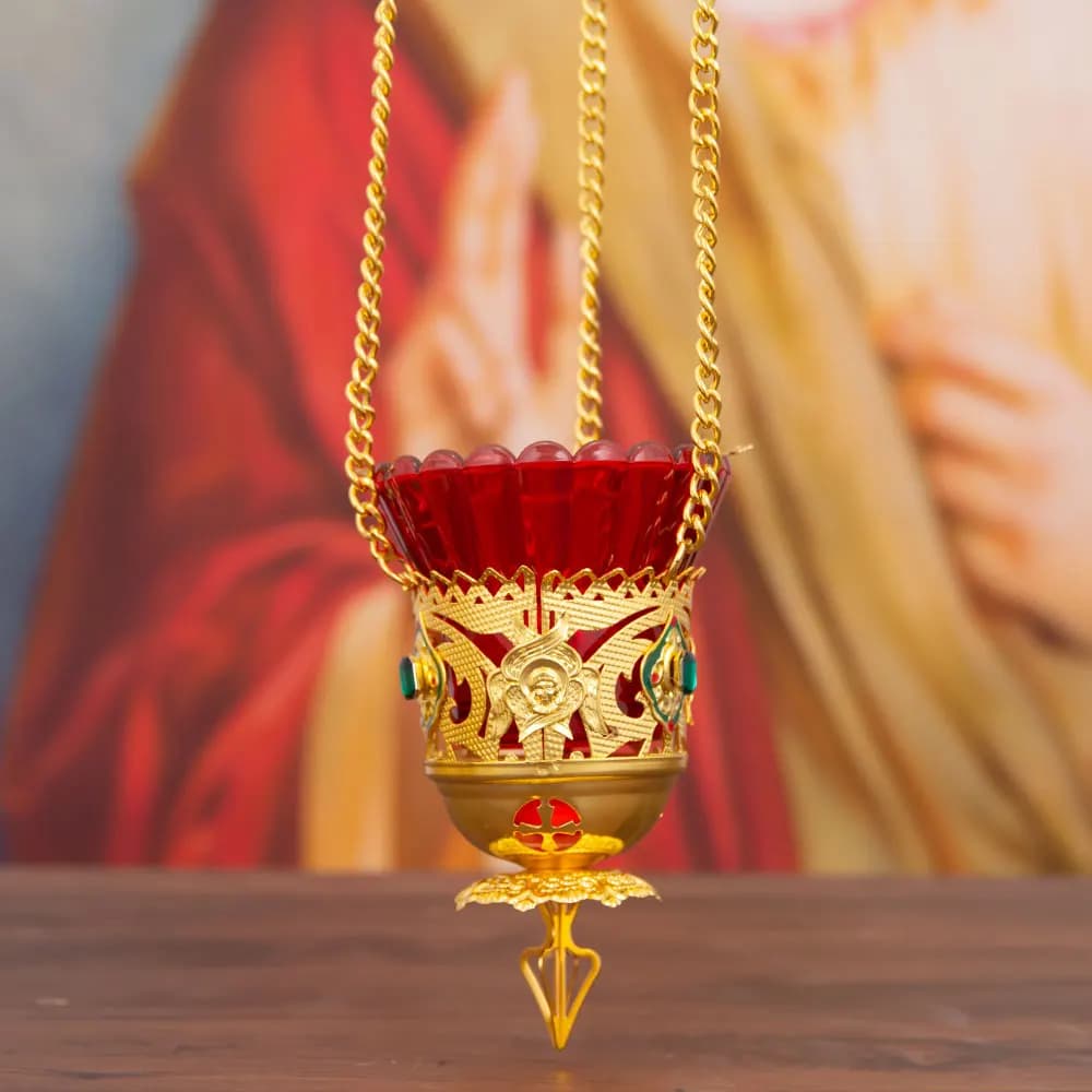 Lampe à huile suspendue chrétienne orthodoxe