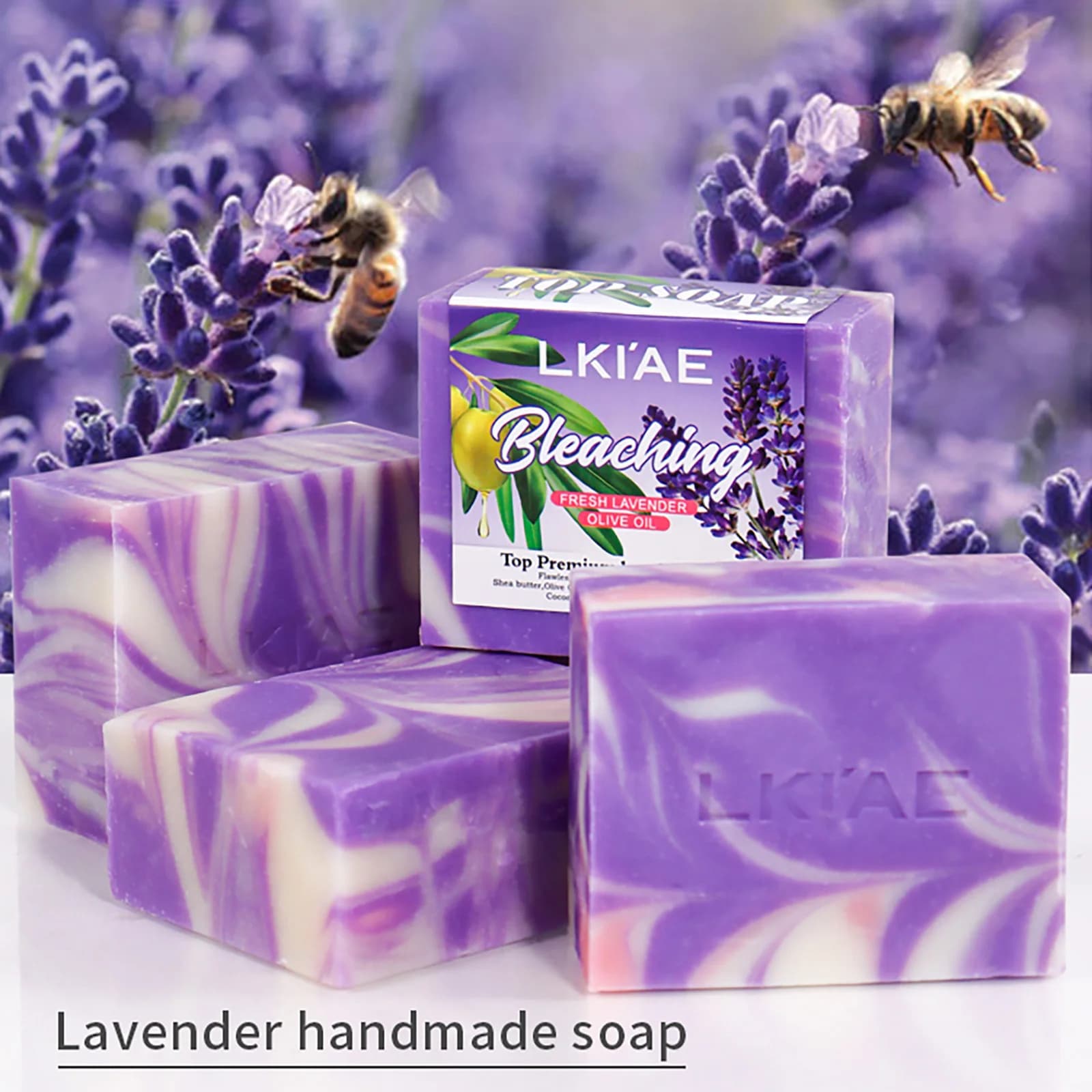 Barre de savon à l'huile de lavande fraîche, blanchissante, réduit l'acné, peau lisse, avec Niacinamide, glutathion, pour tous les Types de peau, 150 g/5,3 oz
