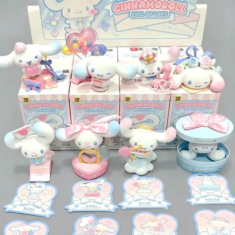 Nouvelle figurine floquée Cinnamoroll Blind Box Full Of Love Series, ornement de bureau, jouet de collection tendance, cadeau d'anniversaire