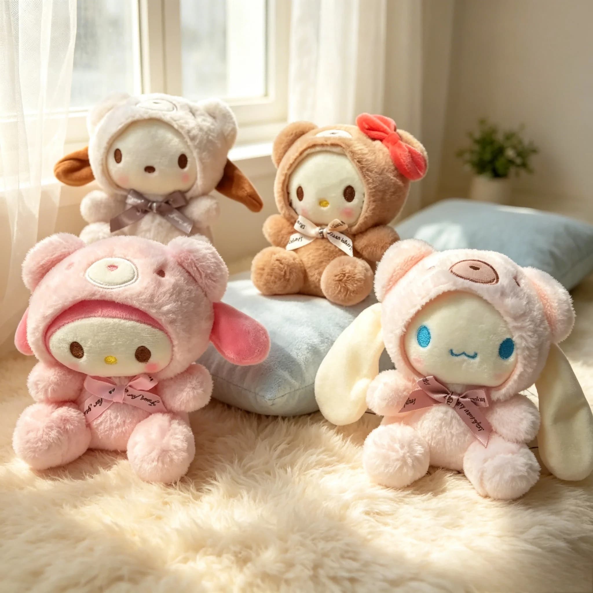 Nouvelle poupée en peluche créative Hello Kitty My Melody Cinnamoroll, jouet cadeau, figurine d'anime originale, ornements de collection, vente en gros