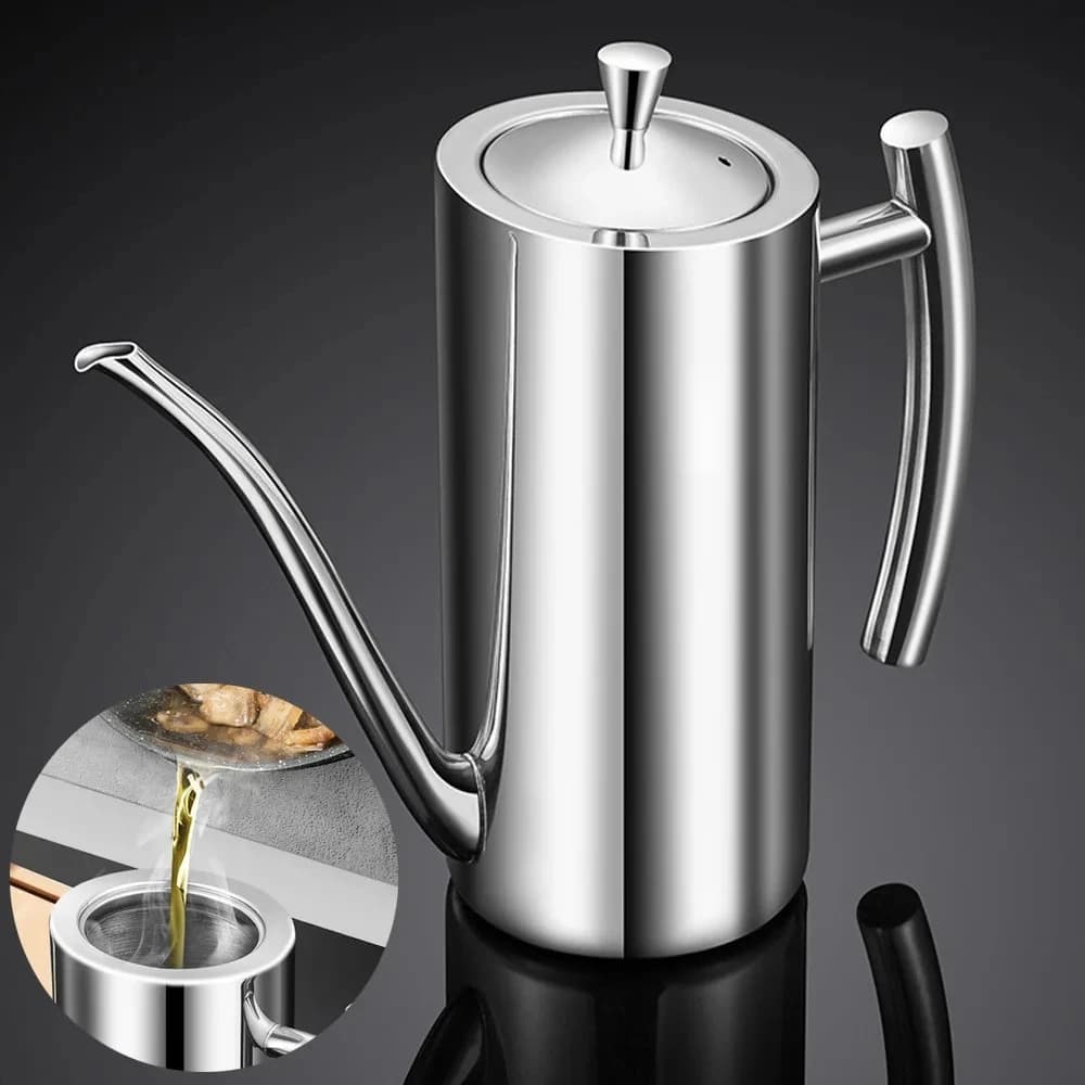 Pot d'huile en acier inoxydable 304, réservoir d'huile de cuisine, Sauce, vinaigre, anti-goutte, anti-poussière, conteneur de stockage d'huile pour stocker des outils de cuisine