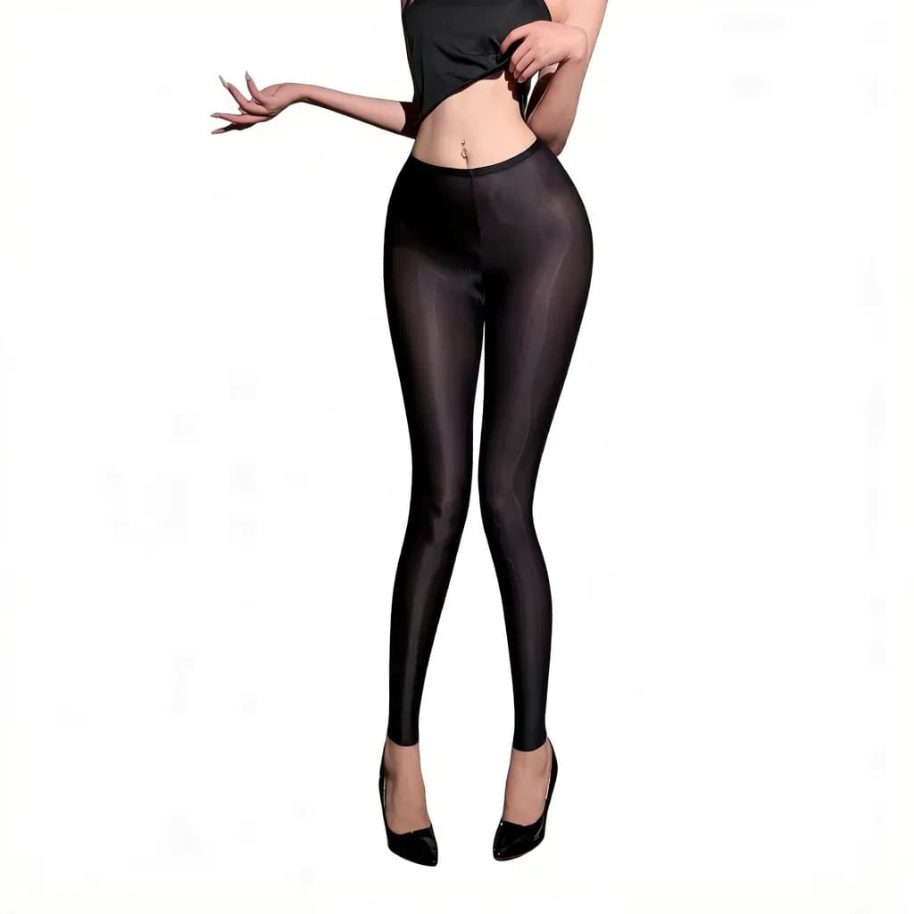 Pantalon fin pour femme, transparent, effet brillant, leggings moulants, pantalon crayon, élastique, lisse, amincissant, pantalon 7/8, collants de femme de chambre, grande taille