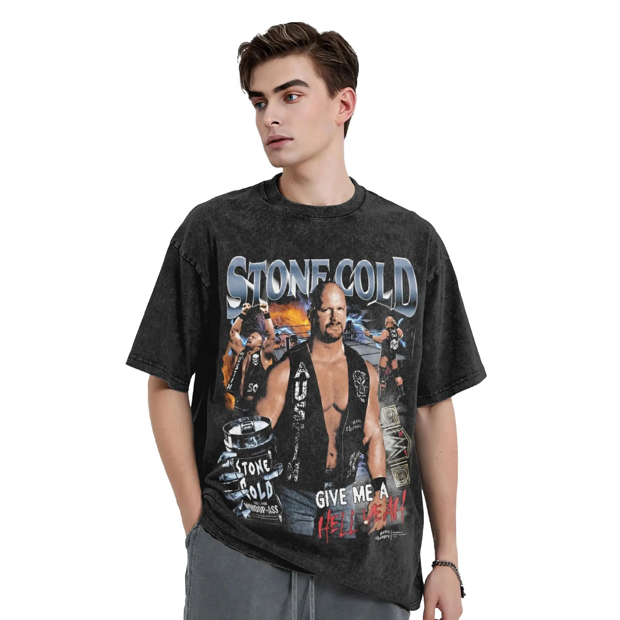3-16 pierres froides Steve Austin lutte lutteur Merch lavé T-Shirts pour hommes femmes Streetwear T-Shirts t-shirt à manches courtes