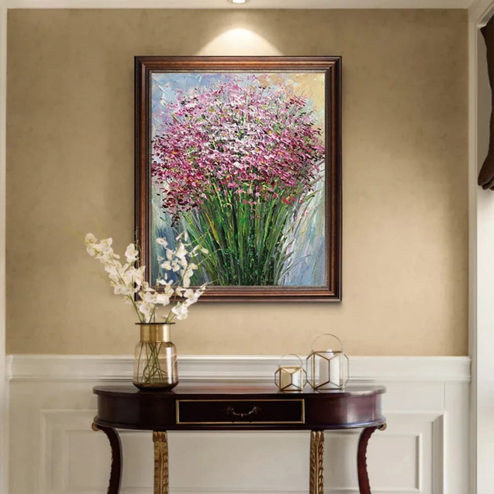 Peinture à l'huile abstraite peinte à la main, fleurs 3D sur toile, peinture murale rétro, décorations de salon, décoration de chambre à coucher, coutumes