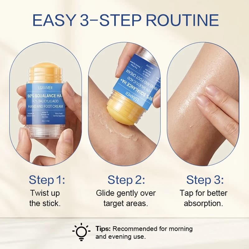 Crème pour les pieds à 90 % de squalane et 2 % d'acide salicylique, crème hydratante pour les mains et les pieds, pour peaux sèches, renforce et améliore la sécheresse et la rugosité