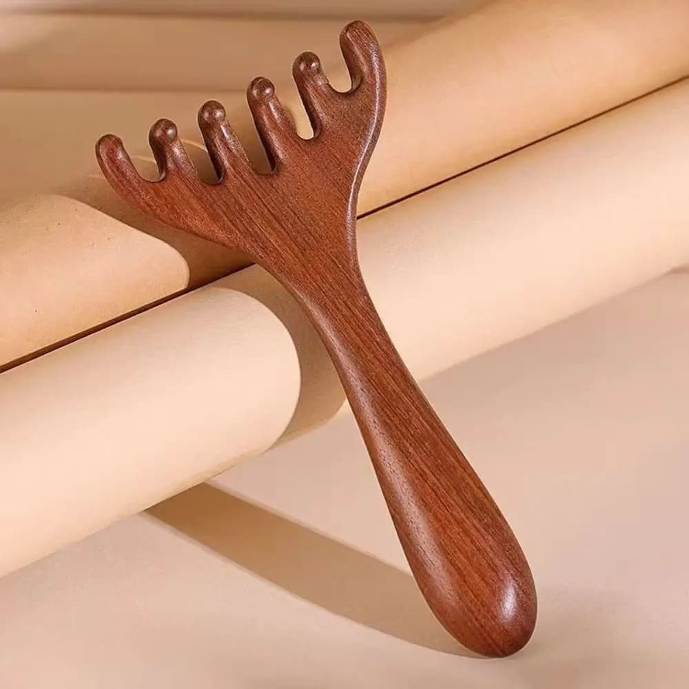Peigne de Massage méridien relaxant du cuir chevelu, 5 pièces, bois de santal, Circulation sanguine, antistatique, cheveux lisses