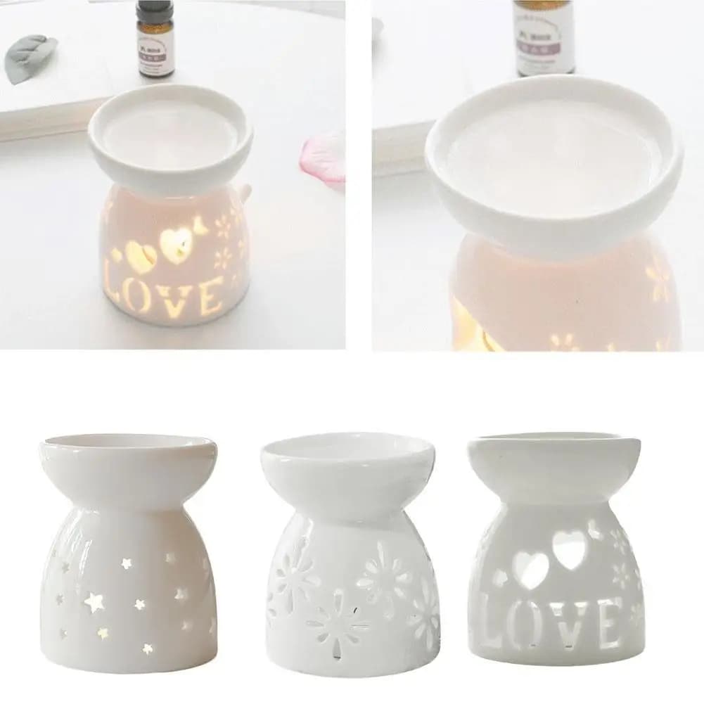 Brûleur d'encens en céramique blanche, bougie d'huile essentielle, diffuseur d'aromathérapie, poêle chauffant creux, décoration de maison du moyen-orient, ornement
