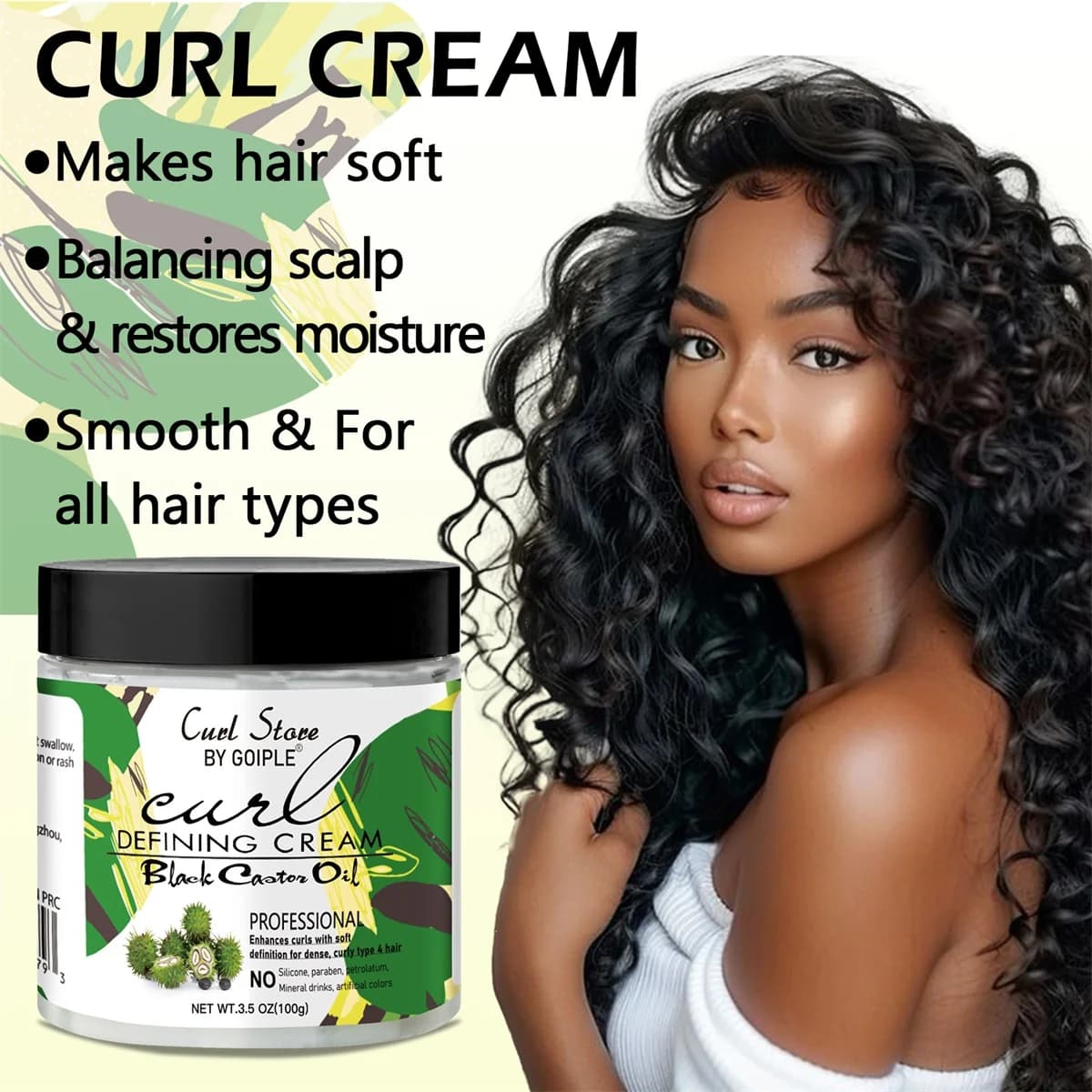 Huile de ricin noire naturelle, crème de définition des boucles, hydratante, huile capillaire renforcante de Rose, crème de soin professionnelle pour améliorer les boucles