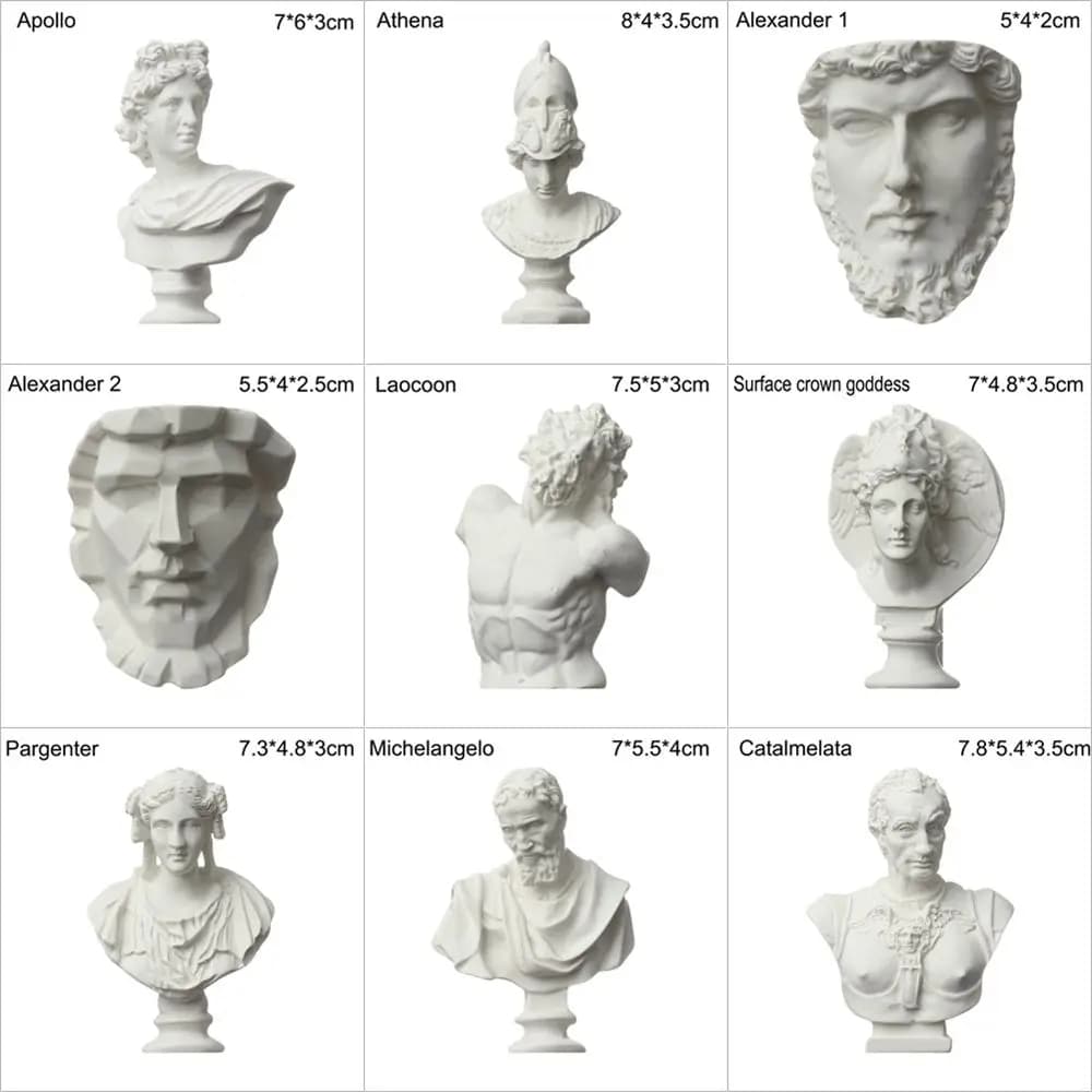 Mini figurine en plâtre pour la décoration intérieure, statue grecque Myenson, sculpture célèbre des célébrités, pratique du dessin, portraits de buste de gypse, nouveau